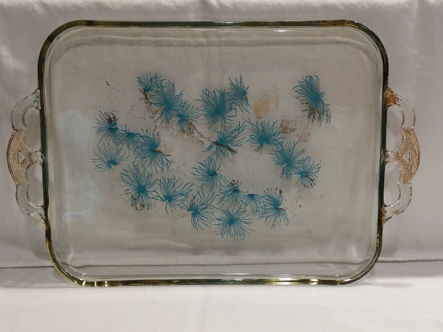 Vintage 1960's Clear Glass Serving Tray Platter by hoitytoityhome