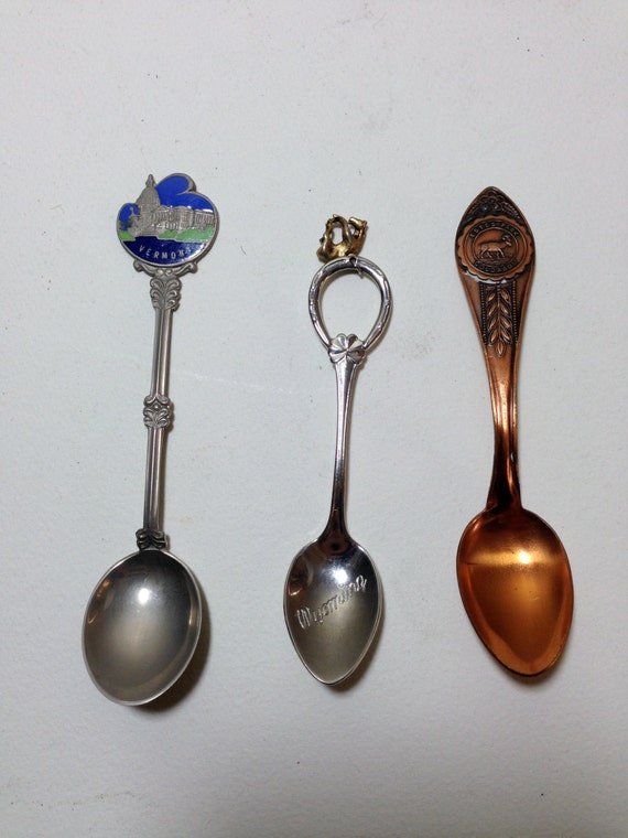 Vtg Silver Copper State Spoons Wyoming Vermont by iSellYours