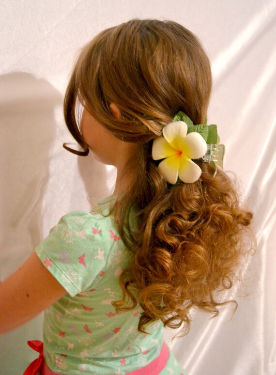 Plumeria foam flower Hair Claw Hawaiian foam flower by FEIUSHKA