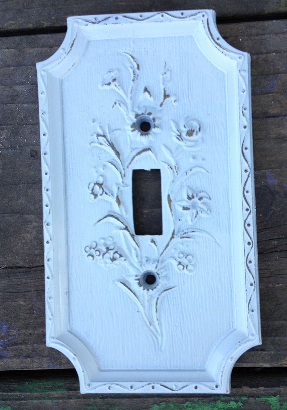 Shabby Chic Light Switch Plate White Vintage FREE by ShebasShack