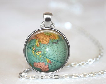 Earth Necklace, Earth Jewelry, Globe Necklace, Globe Jewelry, Earth Pendant, Earth Globe Necklace