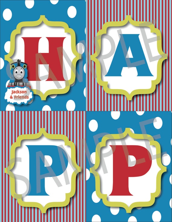 Thomas The Train Happy Birthday Banner by ExpressedWithINK on Etsy
