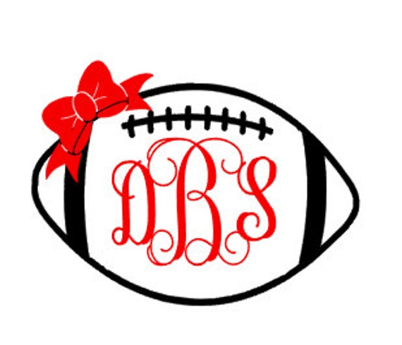 Download Football Monogram DecalFootball with bow by KissMyMonograms