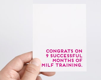 MILF | Funny New Baby Card | Baby Shower Card | New Mom Card | Funny Pregnancy Card | MILF Baby Card | Congratulations Pregnant