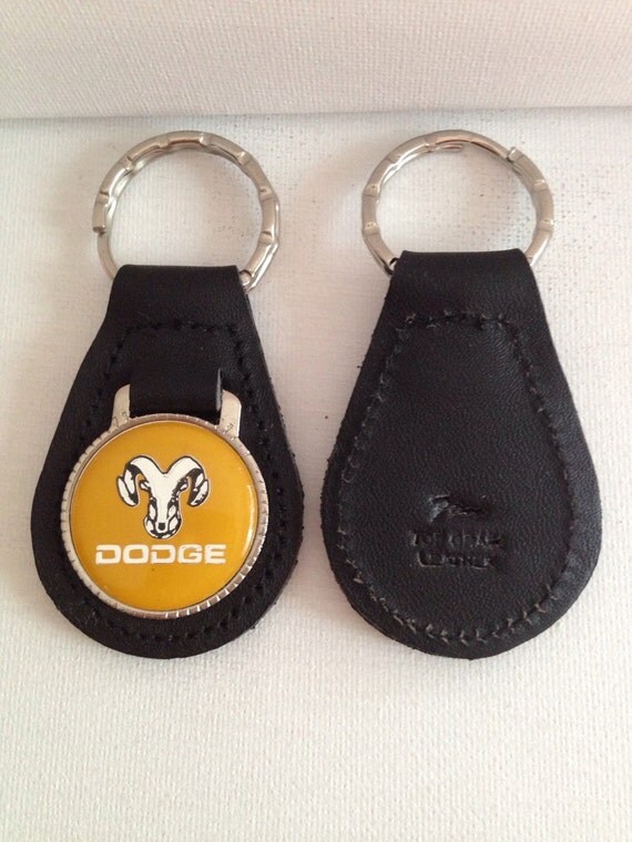 Dodge Ram Keychain Genuine Leather Old School Key by KATSKEYCHAINS