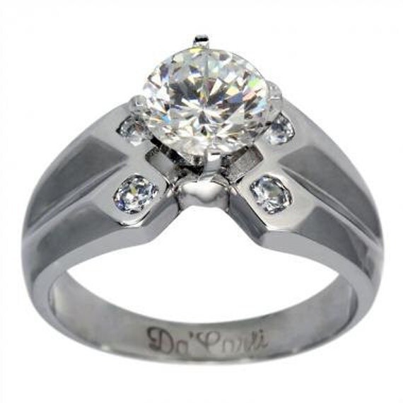 Wide Diamond Engagement Ring Setting With 4 Side Diamonds