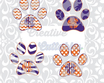 SVG School Mascot Cougar, Lion, Tiger, Husky, Bulldog Paw Chevron for Silhouette or other craft cutters (.svg/.dxf/.eps)
