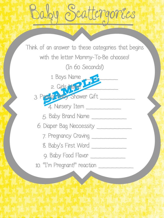 Baby Scattergories Baby Shower Game