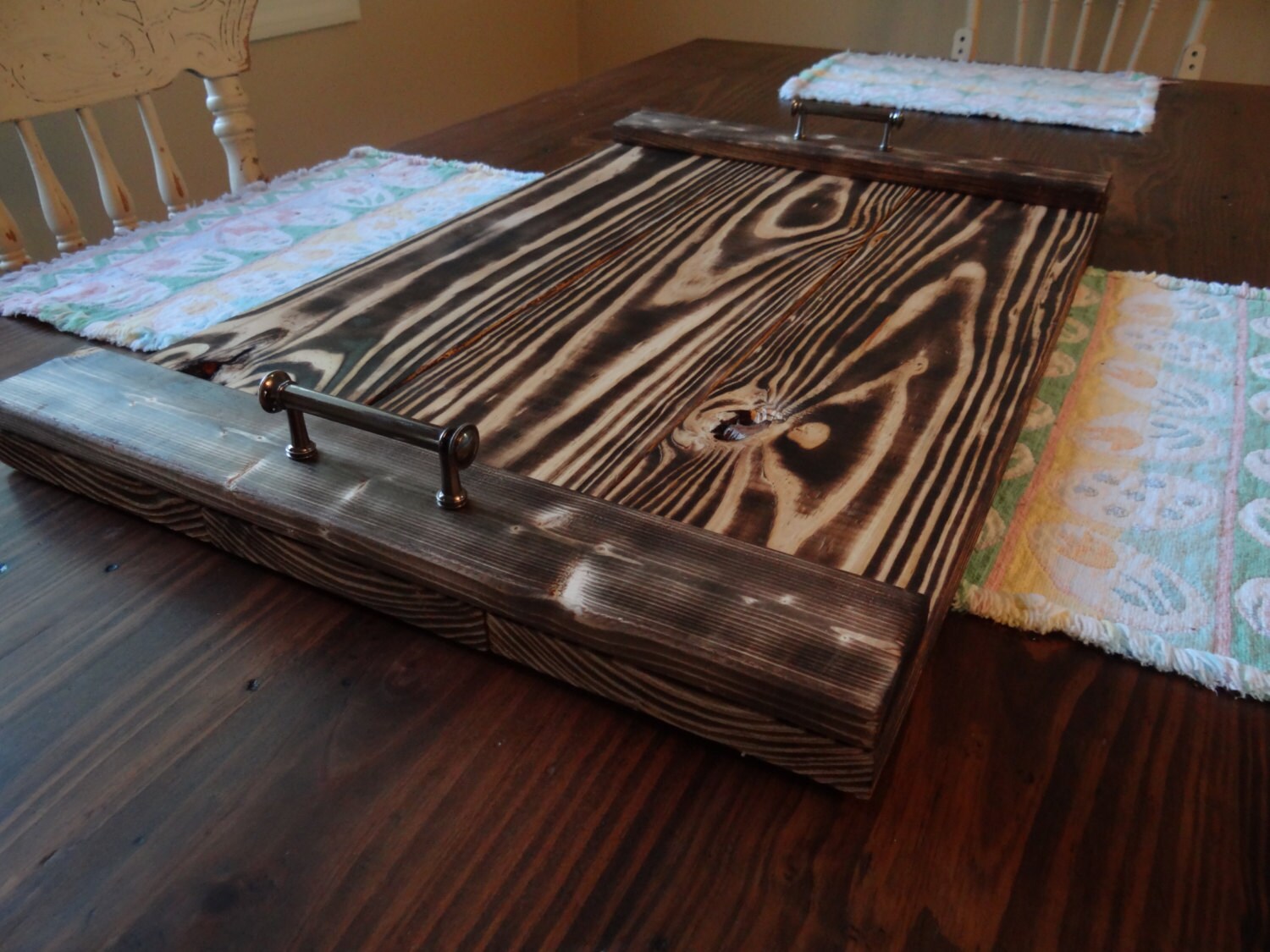 Burnt Pine Wood Serving Tray or Table by BarnwoodPickers on Etsy