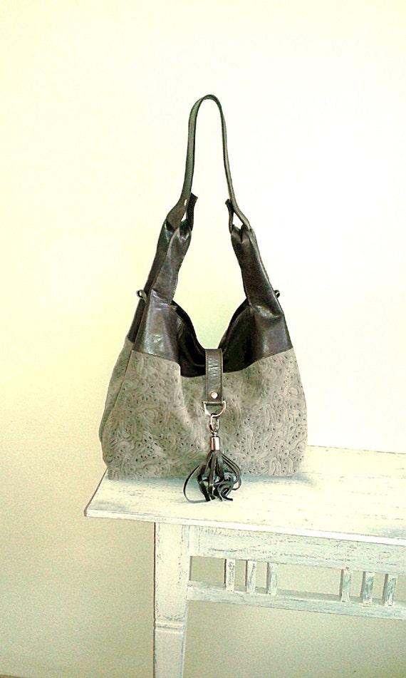 grey over shoulder bag