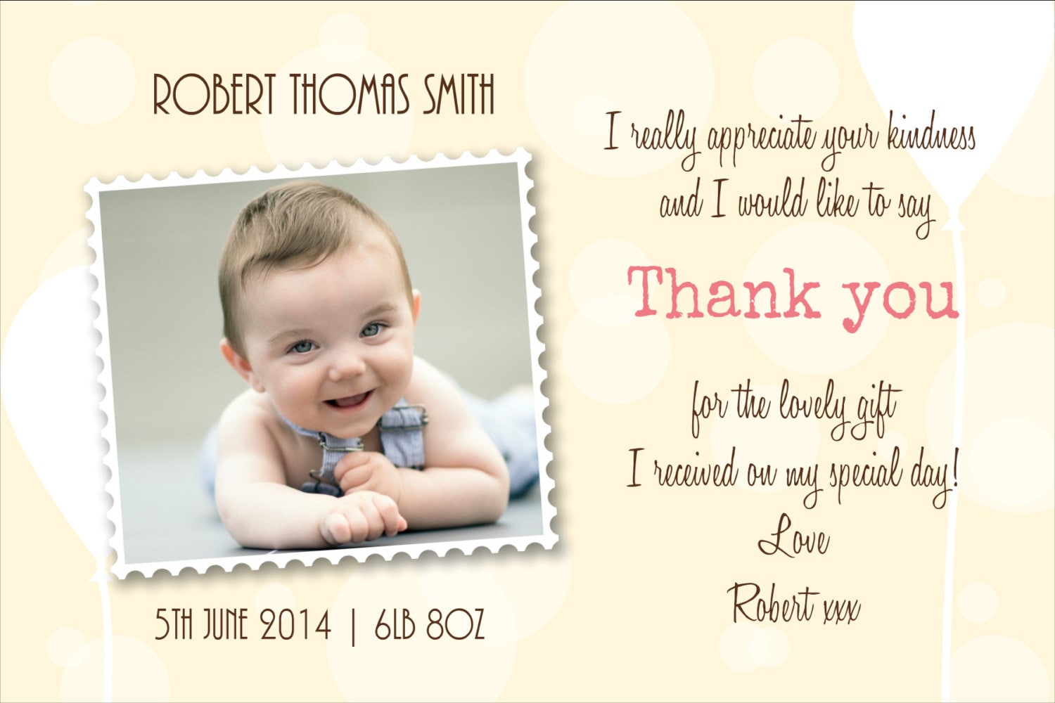 Baby Thank You Cards with Photos Any words you by SuaveDesign