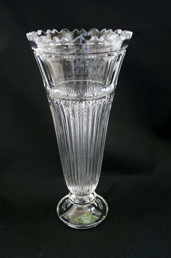 Czech Shannon Bohemian 24 Lead Crystal Vase 9 Tall