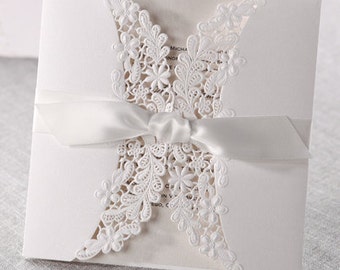 Wedding invitations with lace uk