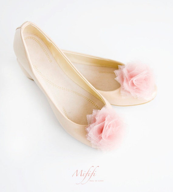 pom flats pom shoes Bridal Light Shoe Pom Wedding Pink Shoe Accessories Clips Pom Tulle