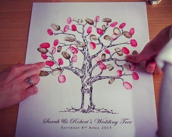 Personalised Fingerprint Wedding Tree - Alternative Guest Book - 2 Inks included!