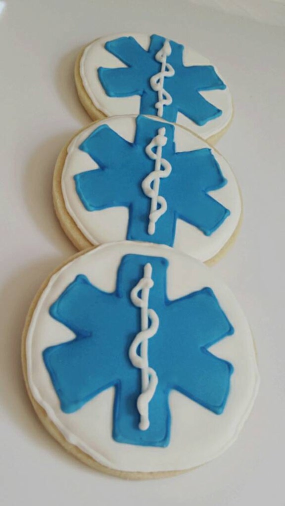 Decorated Iced Sugar Cookies EMS Star of life Medical