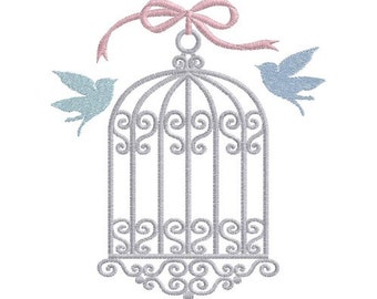 Birds & Cage machine embroidery design