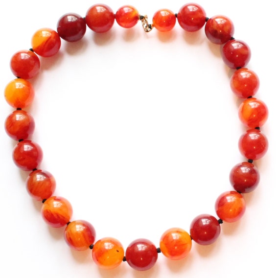 Antique BAKELITE Marbled Honey Amber Knot Necklace by paststore