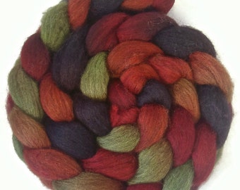 Handpainted Dark BFL Wool Roving - 4 oz. DRAGON SCALES - Spinning Fiber