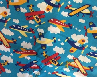 free shipping!! Airplane fabric 100% cotton- new- smoke free and pet ...