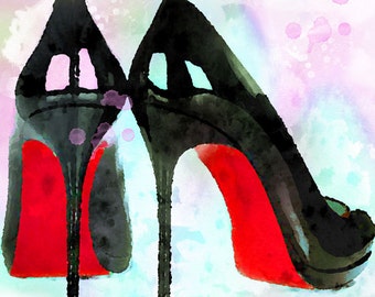 red high heels art on Etsy, a global handmade and vintage marketplace.