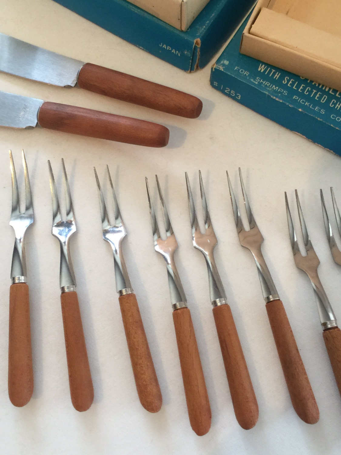 Vintage cocktail forks and knives orginal box