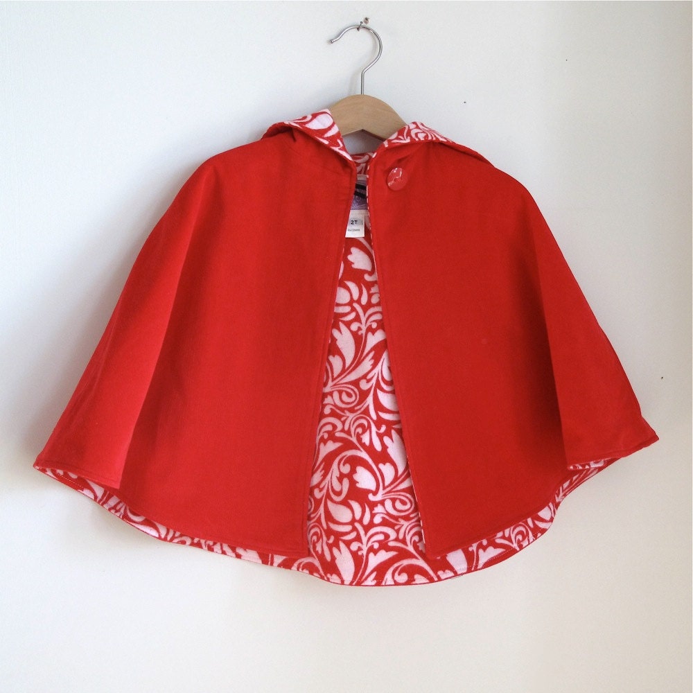 Little Red Riding Hood Cape Toddler Girls Cape with by aprilscott