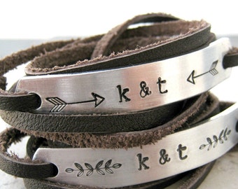 Couples Bracelets, Couples Leather Wrap Bracelets, SET OF 2, LGBTQ Couples, Matching bracelets, see charts for choices, lgbt friendly