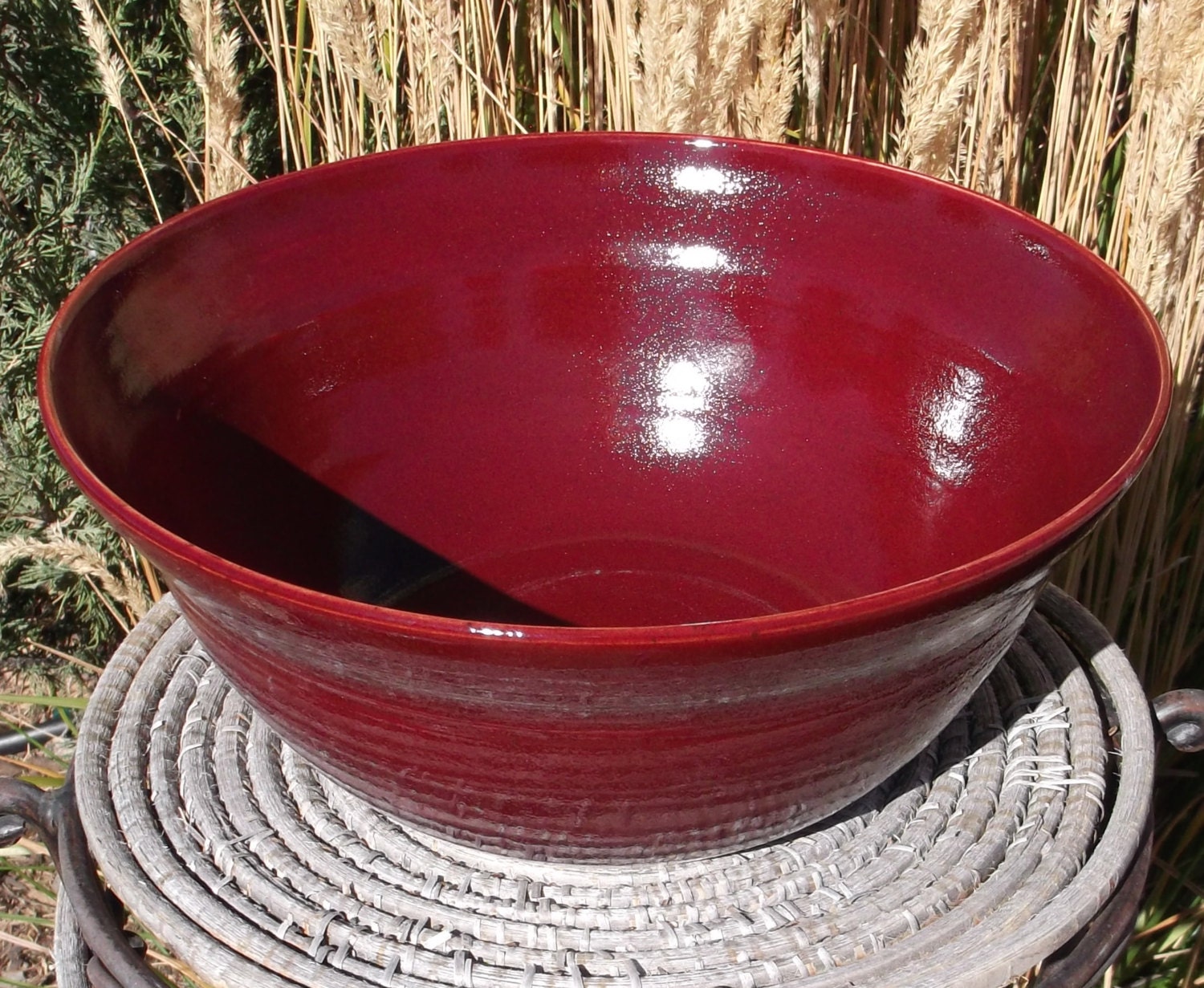 Christmas Red Serving Bowl Handmade Pottery