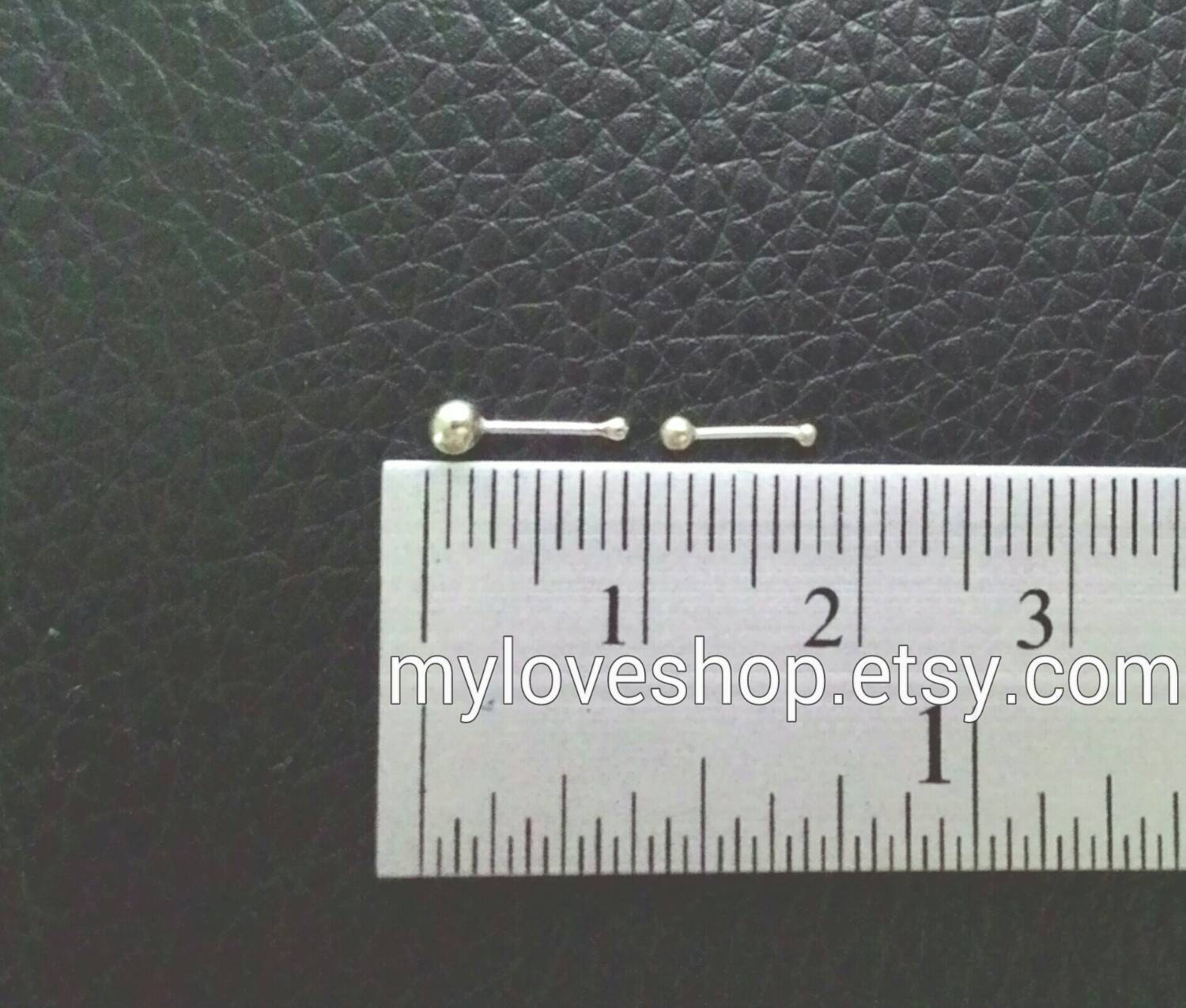1 mm 2 mm 2.5 mm Silver Nose Stud Tiny Ball End Silver Ball