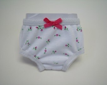 18 Inch Doll Clothes -18 " Doll Underwear - Doll Clothes - 18 Inch Doll Panties - White / Rose Flower - 18" Doll