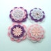 Pink, White, Lavender Felt Flowers with Paper Flower Centers, Set of 4 for Scrapbooking, Card Making