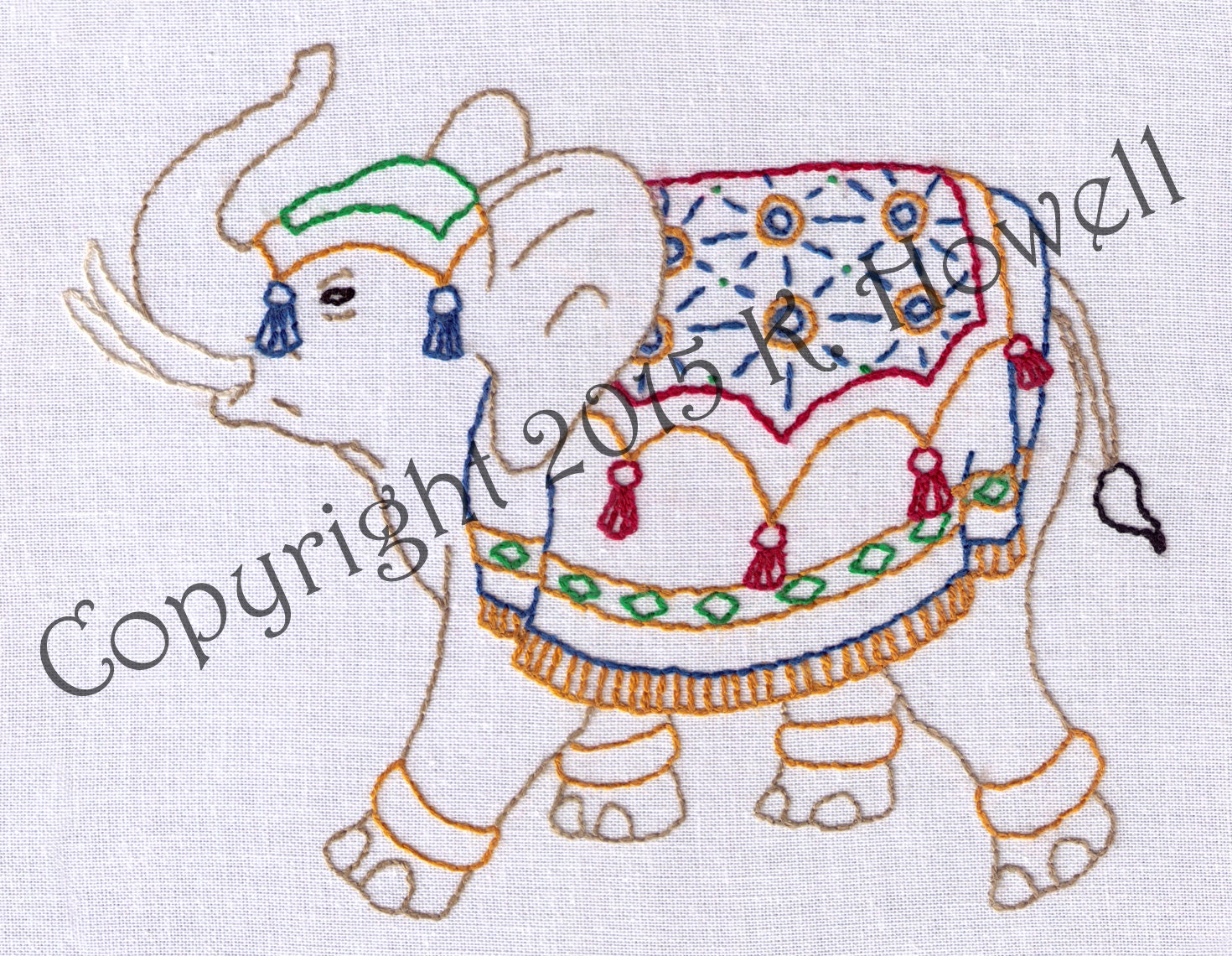 Elephant Hand Embroidery Pattern Decorated Elephant Fancy