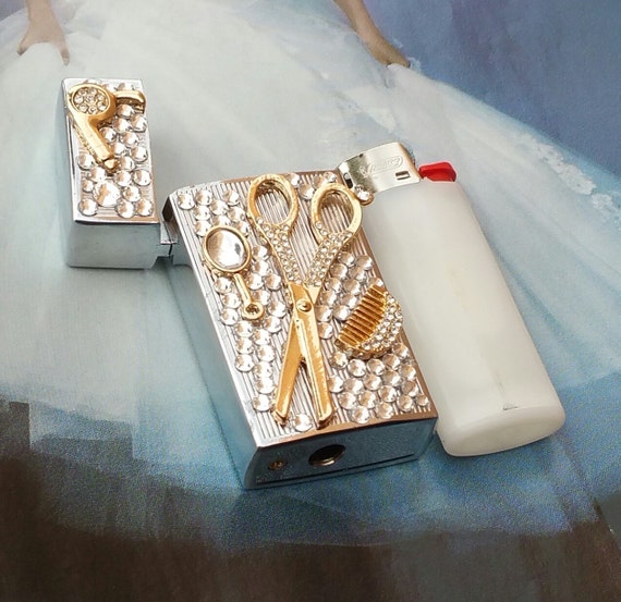 Hair Stylist Bic Mini Lighter Case/Gold by TheBohemianGypsy
