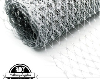 Metallic Silver - French - Russian - Veiling - Netting - 1 Yard - Millinery - Birdcage Veils