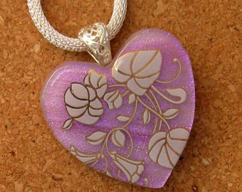 Dichroic Heart Pendant - Fused Glass Pendant - Dichroic Jewelry - Valentine Jewelry