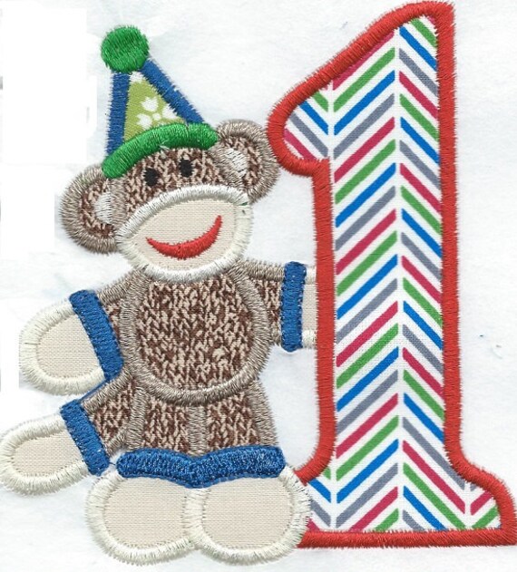 Birthday Sock Monkey Patch 4.5x4.75 inches newest design