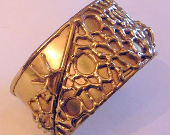 Vintage Brutalist Bracelet, Brutalist Brass Cuff, SIGNEd, Mexico, 7,8 Inch Wrist,Abstract Bracelet.Modernist Bracelet,Brutal,LUCIANO