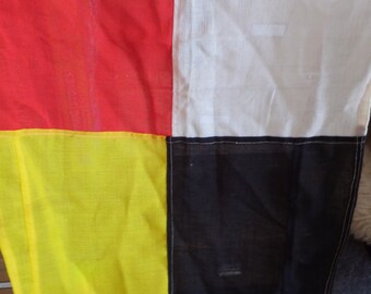 Vintage Nautical Signal Flag in Red White Yellow and Black Large Wall hanging Ship Pennant Flag Minimalist Decor Yacht Chic Decor Nautical