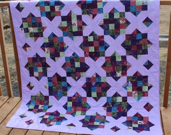 Quilt - purple cross couch quilt