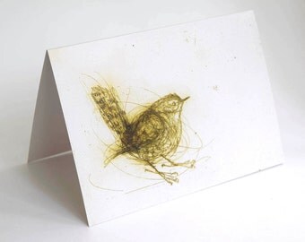 Card, Greeting Card, Art Card of Bird, Wren, jenny wren, bird art,