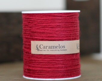 100 yds of Natural Cranberry Red Jute Twine Cord