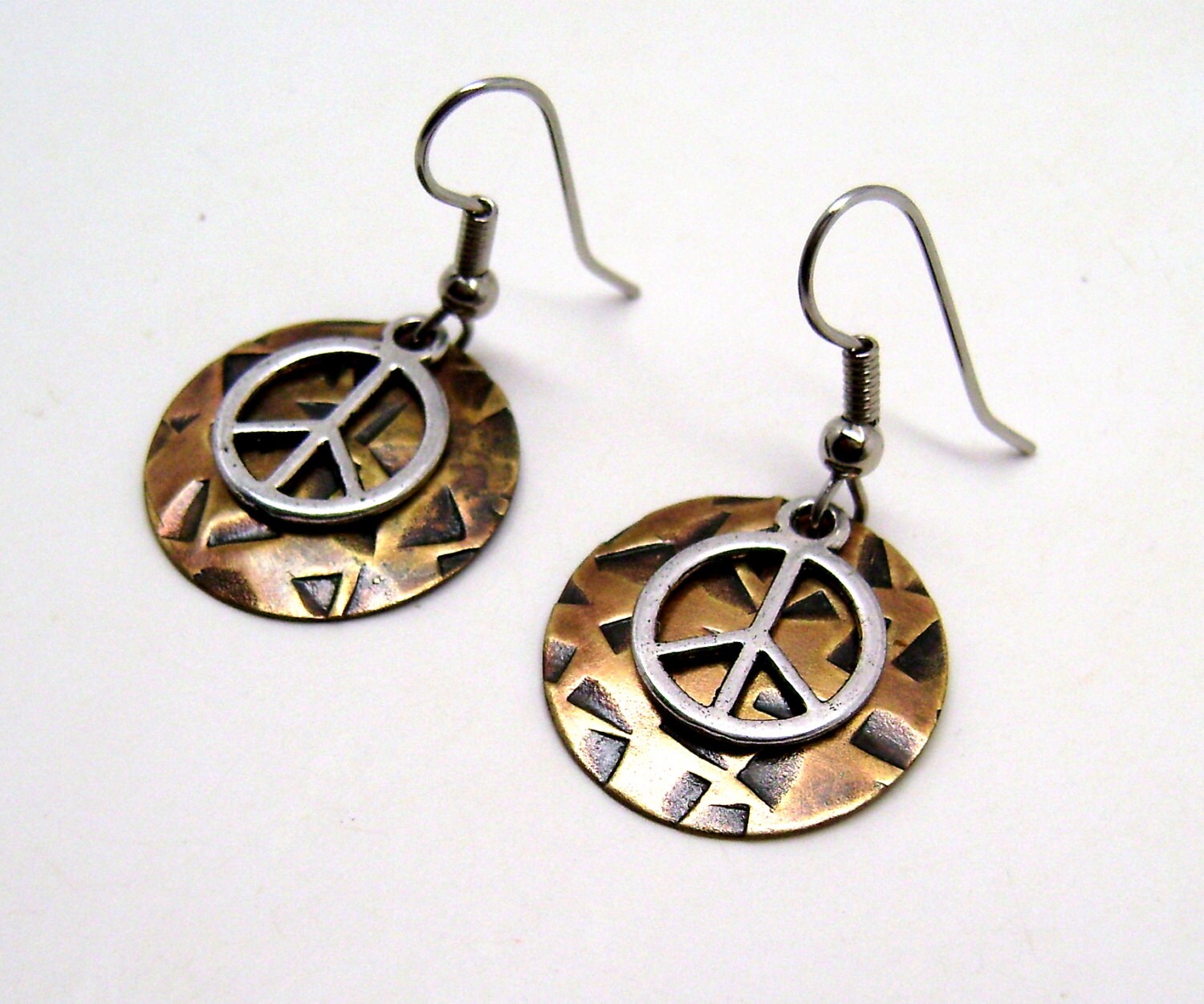 Mixed metal jewelry brass earrings. by slotzkin on Etsy