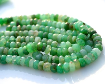 Varigated Green Chrysoprase Faceted Rondelles 25 beads