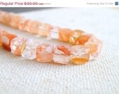 35% Off Sale Sunstone Gemstone Faceted Cube Champagne Peach 8mm 13 beads 1/2 strand