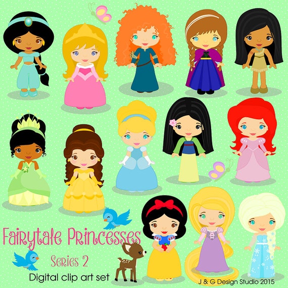 Fairy Tale Princess Series 2 Princesses Digital Clipart