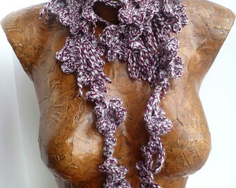 Variegated VI scarf, freeform crochet lariat extra long fiber art scarf, bohemian, Coachella, romantic, boa, statement, fashion, tassels