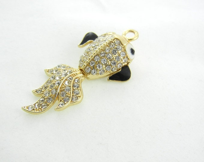 Dimensional Rhinestone Goldfish Pendant