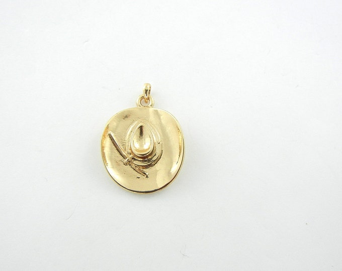 Gold-tone Cowboy Cowgirl Hat Pendant