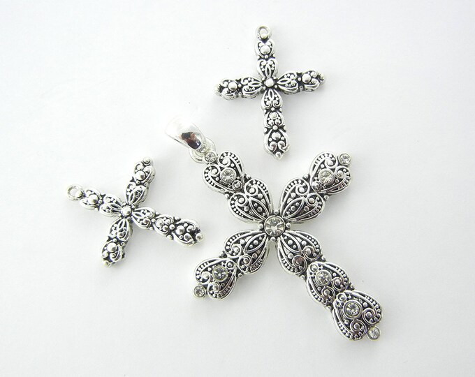 Set of Decorative Cross Pendant and Matching Charms